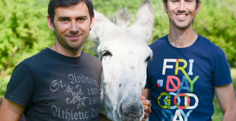 Christophe, Olivier and the donkeys of Vassivière
